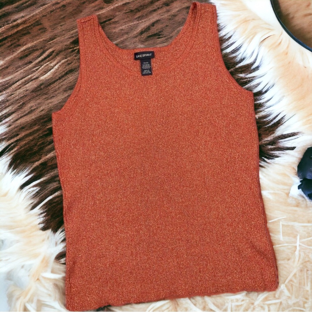 LANE BRYANT Ribbed Knit Metallic Shimmer Sweater Tank Top - Picture 2 of 11